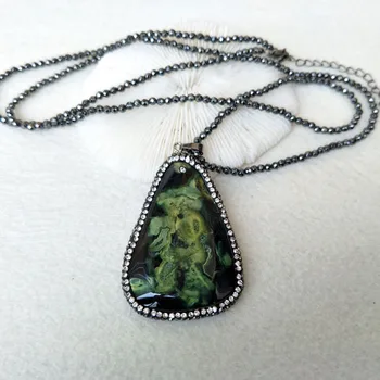 4 Strands Hematite beads necklace Gems Slice agat e stone Pendant pave crystal Charm Jewelry necklaces for women NK265
4 Strands Hematite beads necklace Gems Slice agat e stone Pendant pave crystal Charm Jewelry necklaces for women NK265