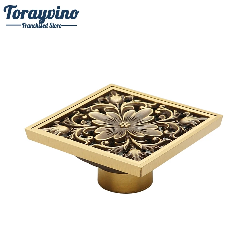 Torayvino Design Good Quality Bathroom Antique Brass Floor Drain Shower hair filter Waste Accessories | Обустройство дома
