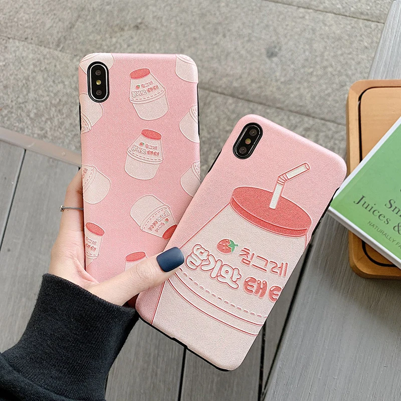 Fashion Phone Protect Capa For iphone X XR XS Max Strawberry Drinks Soft Phone Case Cover For iPhone XS Max XR X 6 7 8 Plus 
Fashion Phone Protect Capa For iphone X XR XS Max Strawberry Drinks Soft Phone Case Cover For iPhone XS Max XR X 6 7 8 Plus