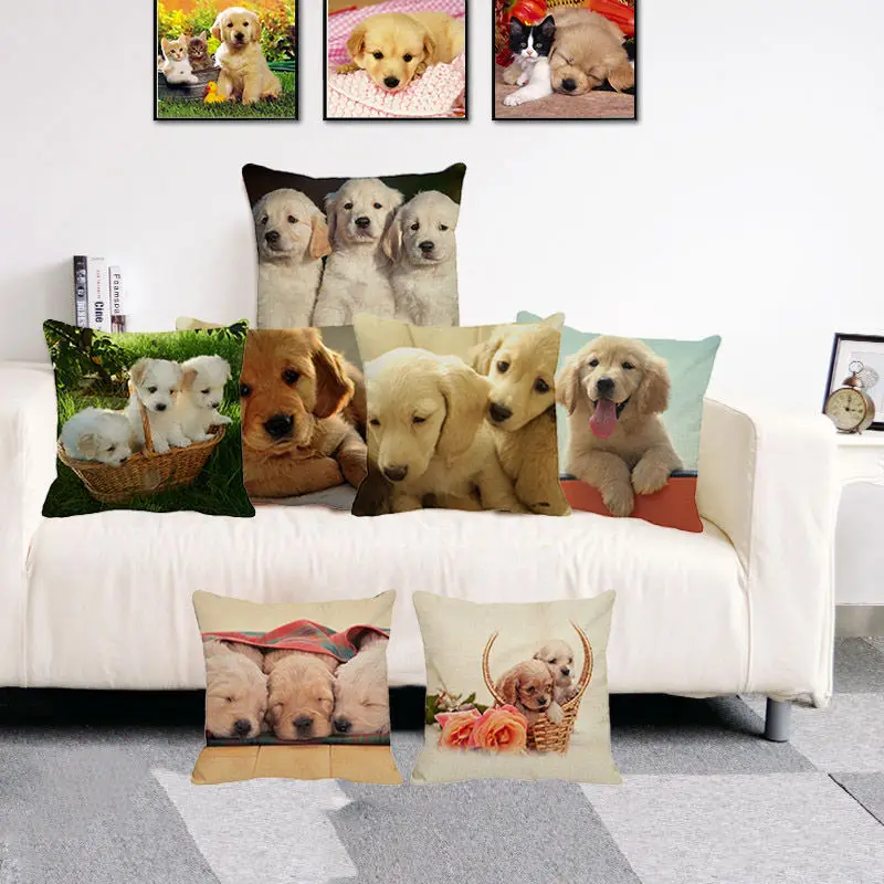 XUNYU Cute Pet Cushion Cover Little Golden Retriever Throw Pillow Case Linen Cushion Cover Child Sofa Bed Decorative Pillowcase
XUNYU Cute Pet Cushion Cover Little Golden Retriever Throw Pillow Case Linen Cushion Cover Child Sofa Bed Decorative Pillowcase