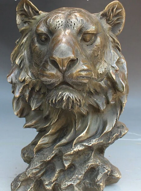 12" Chinese FengShui Folk Pure Bronze Lion Leo Head Animal Statue Sculpture R0711
12" Chinese FengShui Folk Pure Bronze Lion Leo Head Animal Statue Sculpture R0711