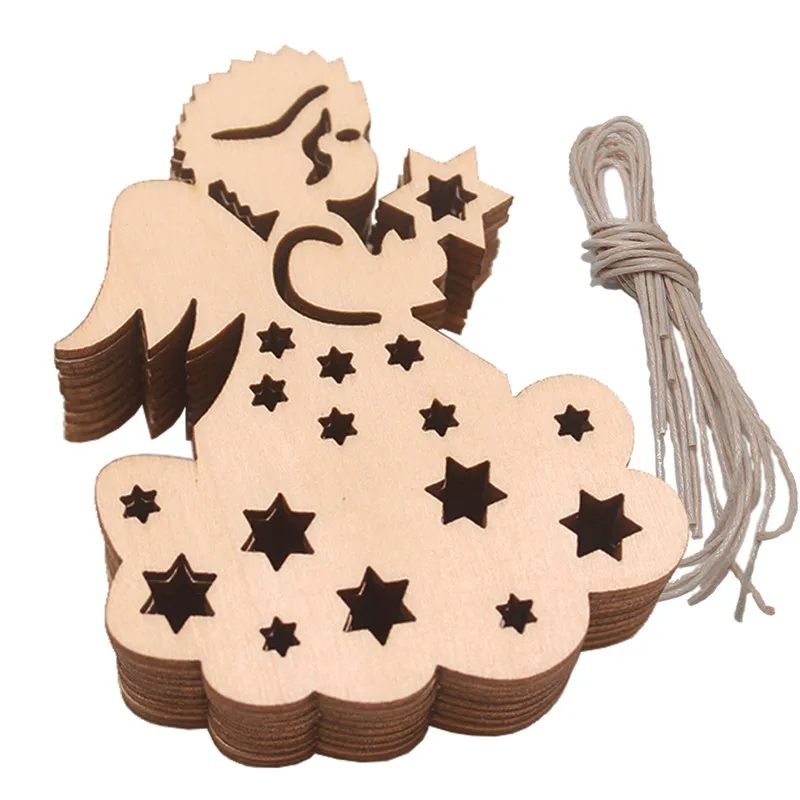 10pcs Wooden Angel Shape Cutouts Crafts Blank Wood Hanging Ornaments with Rolls Twines for Christmas Tree Decoration
10pcs Wooden Angel Shape Cutouts Crafts Blank Wood Hanging Ornaments with Rolls Twines for Christmas Tree Decoration