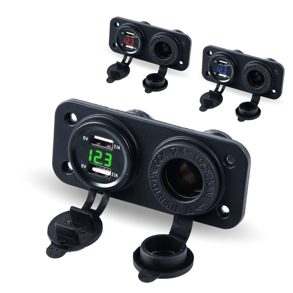 2 Port USB Car Charger Dual USB With Cigarette Lighter Socket + LED Voltmeter Pure Copper Electronic Car Battery Charger Socket
2 Port USB Car Charger Dual USB With Cigarette Lighter Socket + LED Voltmeter Pure Copper Electronic Car Battery Charger Socket
