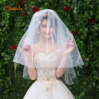 Cut Edge Bridal Veil with Bow Beaded Feathers Gorgeous Wedding Veil with Comb Two Layers Pure Tulle mantilla de novia V102
Cut Edge Bridal Veil with Bow Beaded Feathers Gorgeous Wedding Veil with Comb Two Layers Pure Tulle mantilla de novia V102