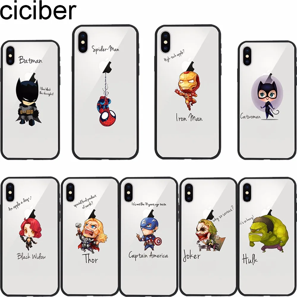 ciciber Marvel DC The Avengers Batman iron Man Spider-Man Case Cover for Apple iphone 7 8 6 6S 7 plus X Silicone Hard PC Hybrid
ciciber Marvel DC The Avengers Batman iron Man Spider-Man Case Cover for Apple iphone 7 8 6 6S 7 plus X Silicone Hard PC Hybrid