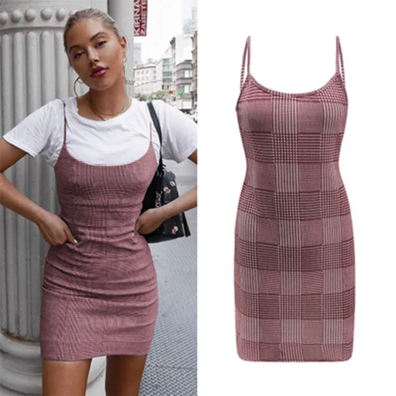 S-XXL 2019 Spring Summer New Plaid Women Street Dress Fashion Spaghetti Strap Hip Dress Sleeveless Female Mini Short Dress
S-XXL 2019 Spring Summer New Plaid Women Street Dress Fashion Spaghetti Strap Hip Dress Sleeveless Female Mini Short Dress