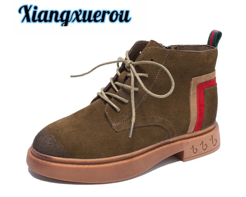 Xiangxuerou Winter 2018 new casual leather women's short boots round head waterproof platform cowhide Martin female boots
Xiangxuerou Winter 2018 new casual leather women's short boots round head waterproof platform cowhide Martin female boots