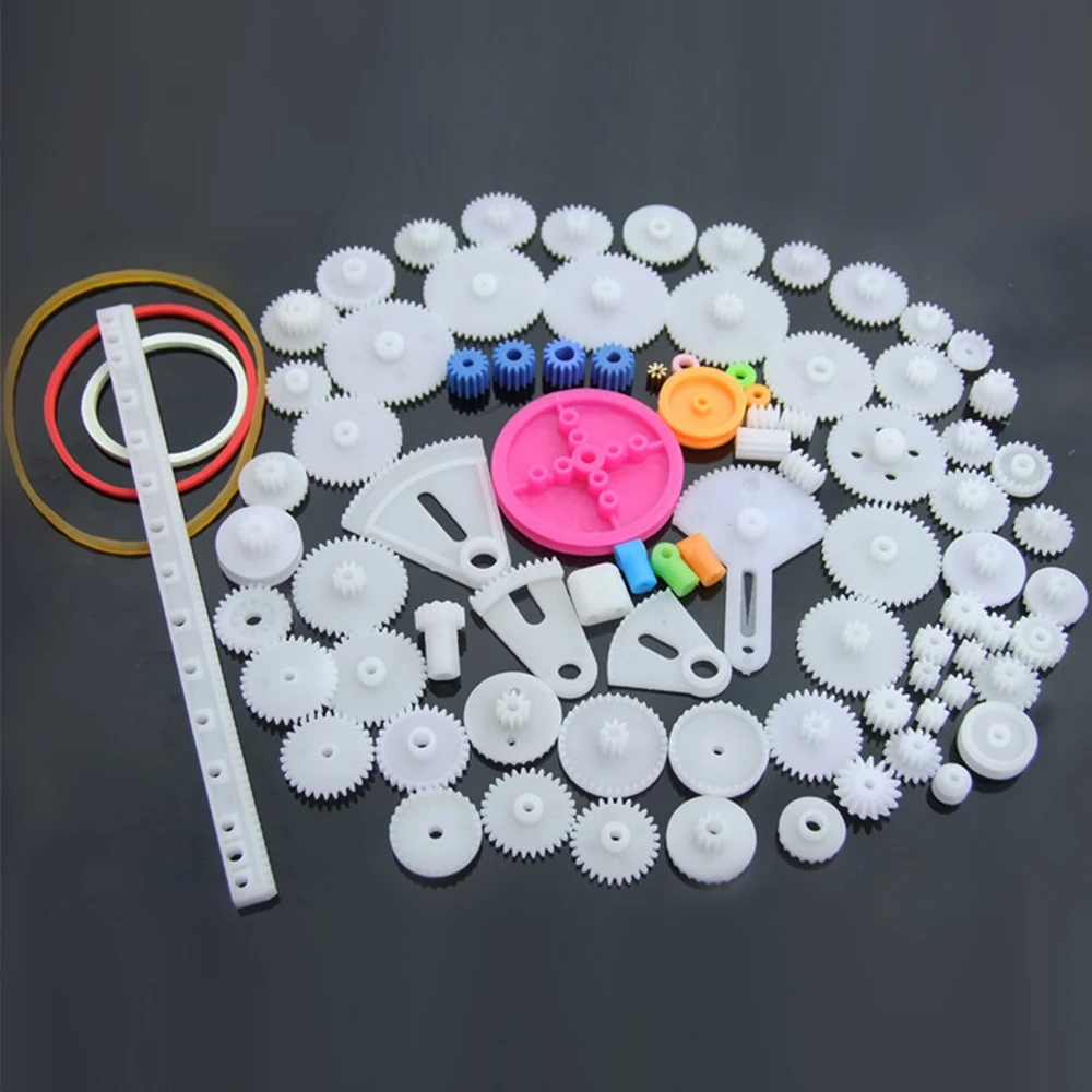 85pcs Plastic Gear Gearbox Toolkit DIY Toy Robot Ship RC Aircraft Car Single Double Gear Technology Model Craft Repair Tools
85pcs Plastic Gear Gearbox Toolkit DIY Toy Robot Ship RC Aircraft Car Single Double Gear Technology Model Craft Repair Tools