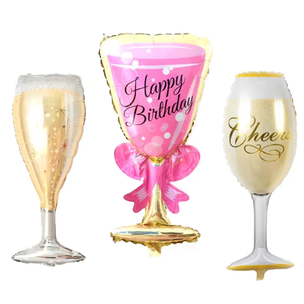 

Large goblet Champagne glass shape Wine Bottle Balloons Happy Birthday beer mug Party Decoration Aluminum Foil helium balloon