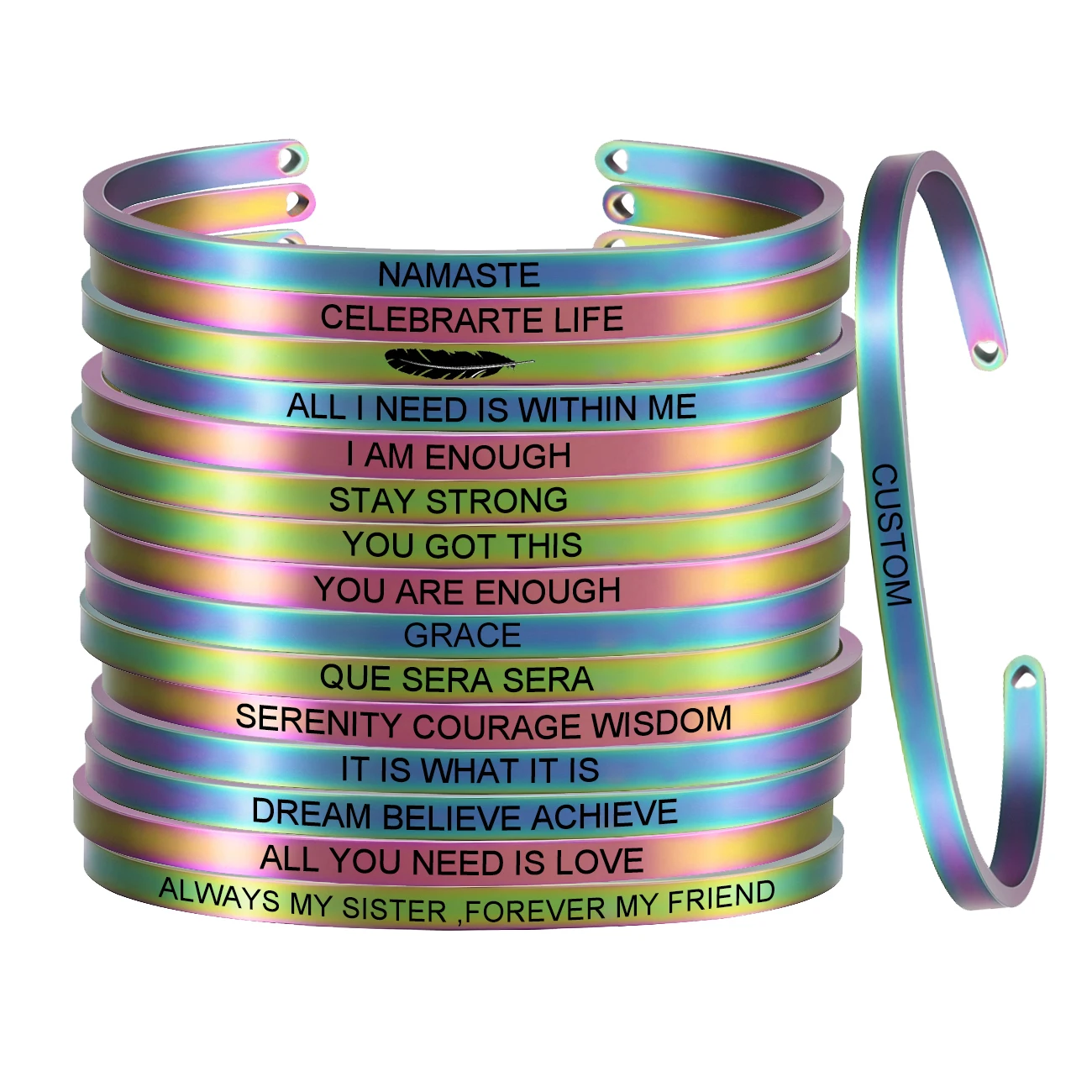 Stainless Steel Cuff Bangle Engrave "I AM ENOUGH" Inspirational Motivational Bracelet For Her SL-096
Stainless Steel Cuff Bangle Engrave "I AM ENOUGH" Inspirational Motivational Bracelet For Her SL-096