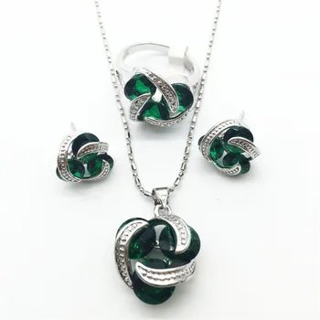 Super Design Round Green Green Jewelry Sets Women Silver Necklace & Pendant Earrings Rings Size 6 7 8 9 Free shipping
Super Design Round Green Green Jewelry Sets Women Silver Necklace & Pendant Earrings Rings Size 6 7 8 9 Free shipping