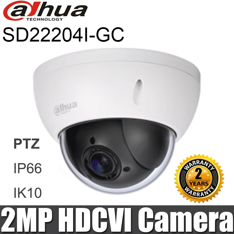 Dahua SD22204I-GC 2MP HDCVI Camera PTZ 4x optical zoom HD 1080P IP66 IK10 Dome Analog Camera Overseas Version
Dahua SD22204I-GC 2MP HDCVI Camera PTZ 4x optical zoom HD 1080P IP66 IK10 Dome Analog Camera Overseas Version