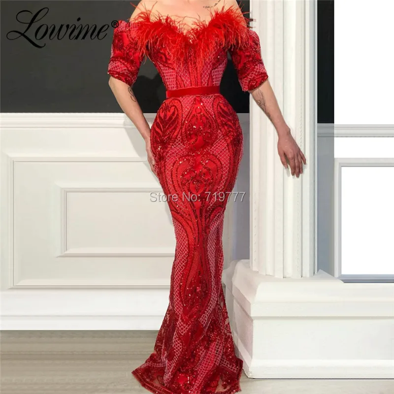 Feather Red Mermaid Evening Dress Abendkleider Abiye Off The Shoulder Formal Dress 2019 Couture Wedding Party Gowns Robe Soiree
Feather Red Mermaid Evening Dress Abendkleider Abiye Off The Shoulder Formal Dress 2019 Couture Wedding Party Gowns Robe Soiree