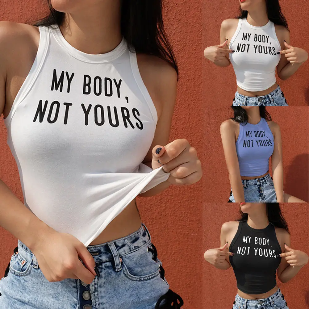 2018 Women Sleeveless O-Neck Pullover Short Shirt Tank Tops Summer Funny Letter Cotton Crop Tops S M L
2018 Women Sleeveless O-Neck Pullover Short Shirt Tank Tops Summer Funny Letter Cotton Crop Tops S M L