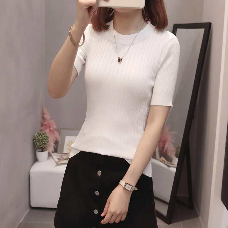2019 Autumn Women Sweaters O Neck Short Sleeve Slim Pullover Sweaters Thin Knitted Women Tops
2019 Autumn Women Sweaters O Neck Short Sleeve Slim Pullover Sweaters Thin Knitted Women Tops