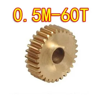 2Pieces/Lot 0.5M-60Teeth Plane Copper Metal Mold Small Modulus Gear--Diameter:31mm Hole d:5mm