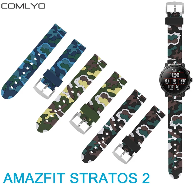 COMLYO Band for Xiaomi Huami Amazfit stratos 2 Strap Camouflage Silicone Sports Smart Watch Bracelet fitness tracker belt 22mm
COMLYO Band for Xiaomi Huami Amazfit stratos 2 Strap Camouflage Silicone Sports Smart Watch Bracelet fitness tracker belt 22mm
