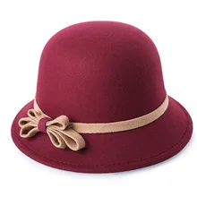 2018 New Autumn Winter Faux Wool Fedoras Hats Women Solid Color With Bowknot Bowler Floppy Hats Female Dome Vintage Basin Cap
2018 New Autumn Winter Faux Wool Fedoras Hats Women Solid Color With Bowknot Bowler Floppy Hats Female Dome Vintage Basin Cap