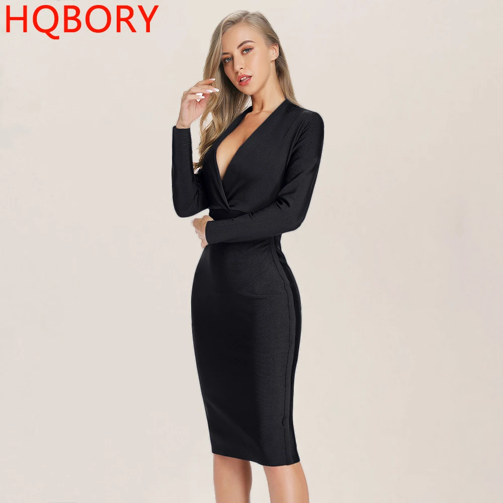 Black V Neck Long Sleeve Lady's Party Dresses 2019 Newest Spring Sexy Bodycon Elastic Midi Bandage Dress Wholesale
Black V Neck Long Sleeve Lady's Party Dresses 2019 Newest Spring Sexy Bodycon Elastic Midi Bandage Dress Wholesale