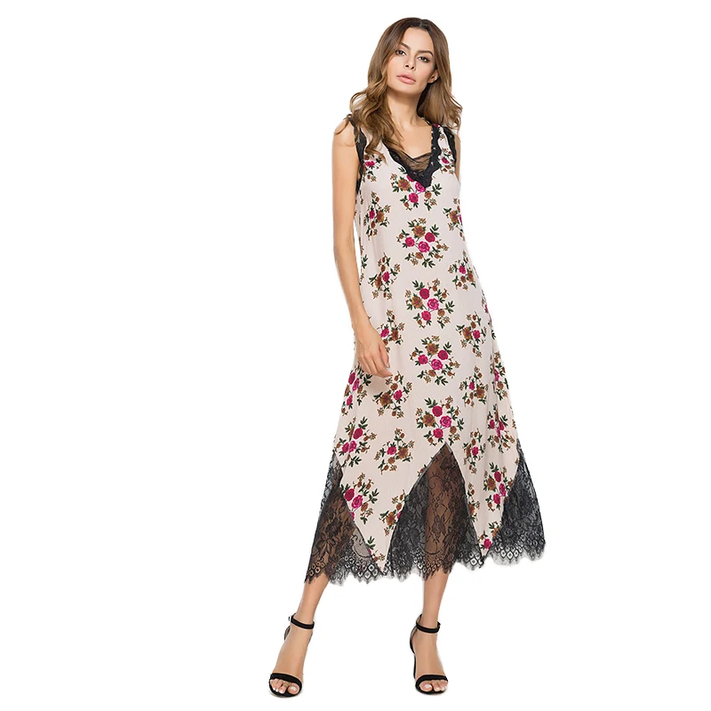 Lace Dress Women 2018 Summer Patchwork Lace Flower Sleeveless Tank Long Party Dress Floral Beach Deep V-Neck Loose Vestidos
Lace Dress Women 2018 Summer Patchwork Lace Flower Sleeveless Tank Long Party Dress Floral Beach Deep V-Neck Loose Vestidos