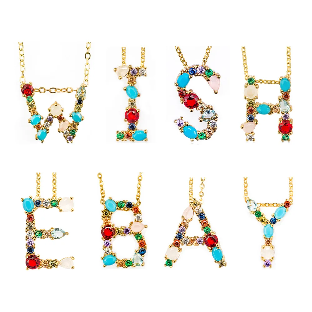 Gold Color Party Multicolor CZ Necklace Personalized 26 Letter Necklace Women Jewelry Brand Necklace Accessories Girlfriend Gift
Gold Color Party Multicolor CZ Necklace Personalized 26 Letter Necklace Women Jewelry Brand Necklace Accessories Girlfriend Gift