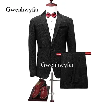 Gwenhwyfar Fashion Suit Men Black White Line Blend 2 Pieces Set Latest Coat Pant Designs Wedding Stage Singer Slim Fit Costume
Gwenhwyfar Fashion Suit Men Black White Line Blend 2 Pieces Set Latest Coat Pant Designs Wedding Stage Singer Slim Fit Costume