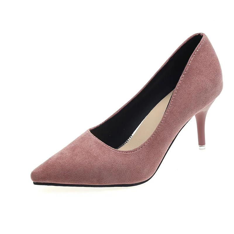 2018 autumn suede large size pointed high heel low to help shallow mouth stiletto OL single shoes pink 1031
2018 autumn suede large size pointed high heel low to help shallow mouth stiletto OL single shoes pink 1031