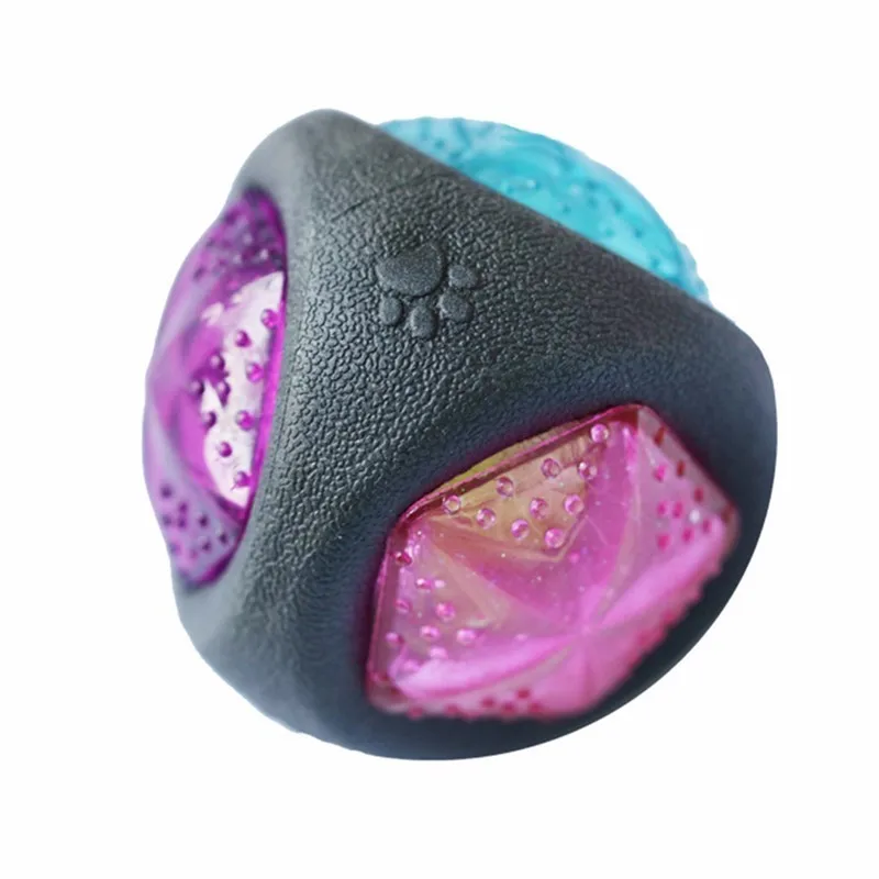 Dog's Bouncy Toy Rubber Ball Bite-resistant Pet Teeth Grinding Training with Sound and Multi-color Lights Squeaky Balls | Дом и сад