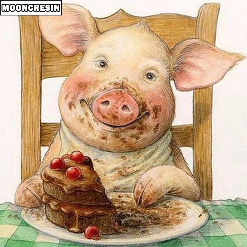 Полный квадрат 5D Diy Алмазная краска ing Pig животное вышивка крестиком с