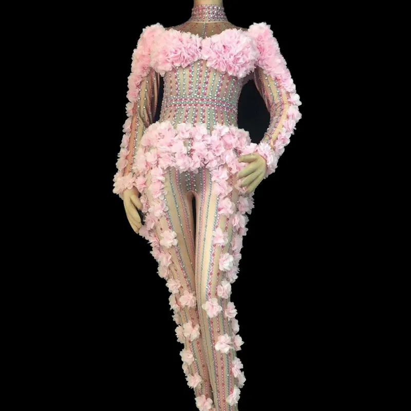 Bright Rhinestones Pink Flowers Jumpsuit Female Birthday Celebration Outfit Women Singer Stage Costume Sexy Nightclub Clothing
Bright Rhinestones Pink Flowers Jumpsuit Female Birthday Celebration Outfit Women Singer Stage Costume Sexy Nightclub Clothing