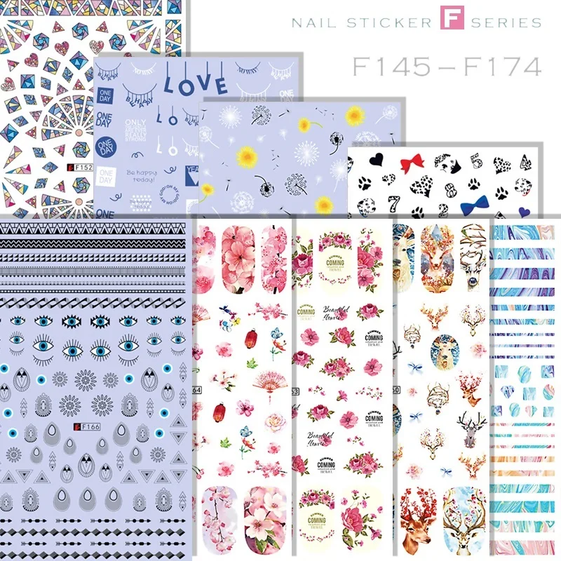 F Series Nail Art Stickers 12*7.5cm Self-adhersive Decal Flower Cartoon Pattern Stickers for Nail Design Decoration F145-174
F Series Nail Art Stickers 12*7.5cm Self-adhersive Decal Flower Cartoon Pattern Stickers for Nail Design Decoration F145-174