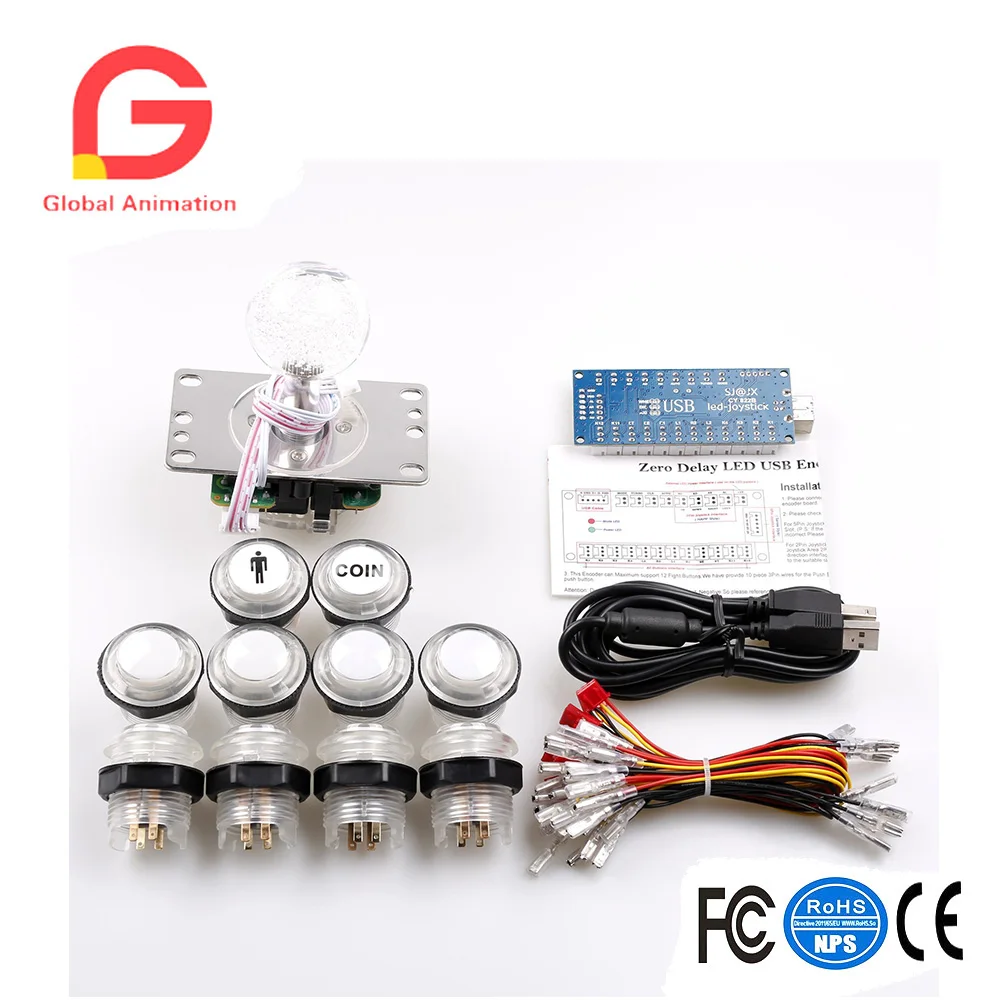LED Arcade DIY Parts 1x Zero Delay USB Encoder+1x 8 Way Joystick+10x LED Illuminated Push Buttons for Mame Jamma Arcade Project
LED Arcade DIY Parts 1x Zero Delay USB Encoder+1x 8 Way Joystick+10x LED Illuminated Push Buttons for Mame Jamma Arcade Project