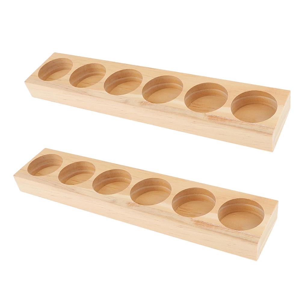 2pcs NATURAL WOOD Aromatherapy Perfume Essential Oil Display Storage Organizer Rack Stand Holder for 6pcs 15ml Bottles