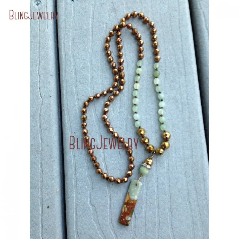 Rustic Agates Pendant Bronze Hematite Faceted Hematite and Aventurine Beads Stone Necklace Chrysoprase Bar Necklace NM21491
Rustic Agates Pendant Bronze Hematite Faceted Hematite and Aventurine Beads Stone Necklace Chrysoprase Bar Necklace NM21491