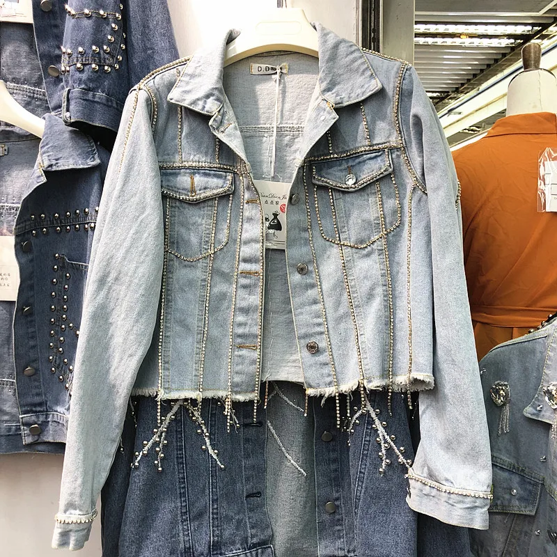2019 New Spring Autumn Harajuku Jeans Jacket Female Diamonds Tassel Short Jean Coat Women Casual Cowboy Jackets Girls Streetwear
2019 New Spring Autumn Harajuku Jeans Jacket Female Diamonds Tassel Short Jean Coat Women Casual Cowboy Jackets Girls Streetwear