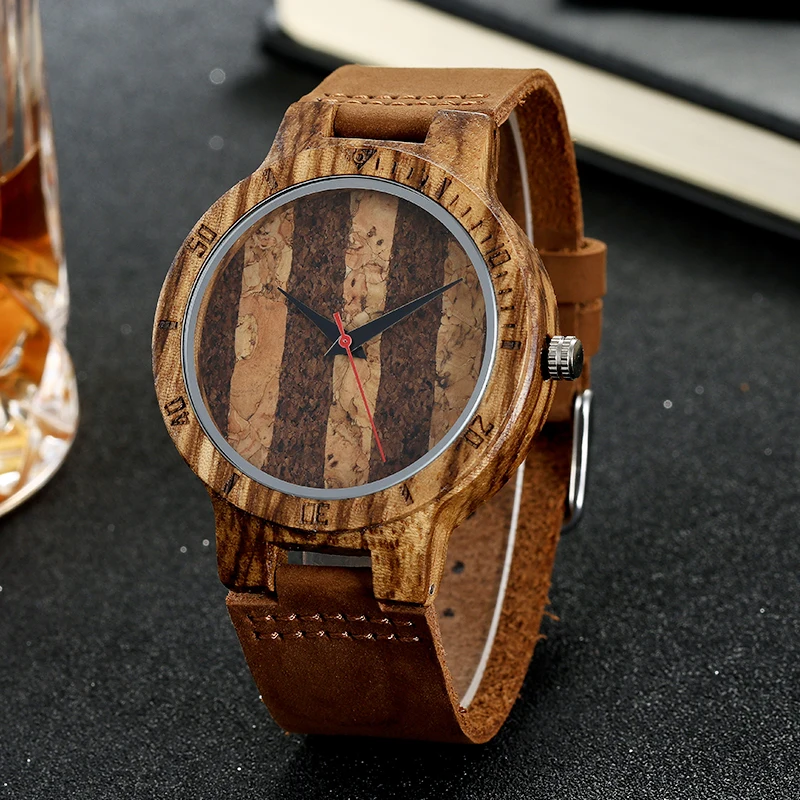 Natural Wood Watch Men Women Quartz Wooden Wristwatch Unique Stripe Cork Dial Soft Leather Strap Fashion Casual Sport Clock
Natural Wood Watch Men Women Quartz Wooden Wristwatch Unique Stripe Cork Dial Soft Leather Strap Fashion Casual Sport Clock