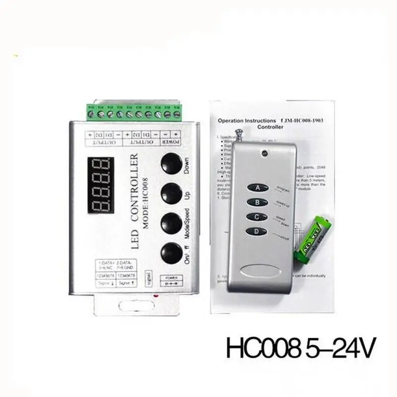 HC008 Programmable LED Pixel Controller with Remote WS2812 LPD8806 WS2811 WS2801
HC008 Programmable LED Pixel Controller with Remote WS2812 LPD8806 WS2811 WS2801