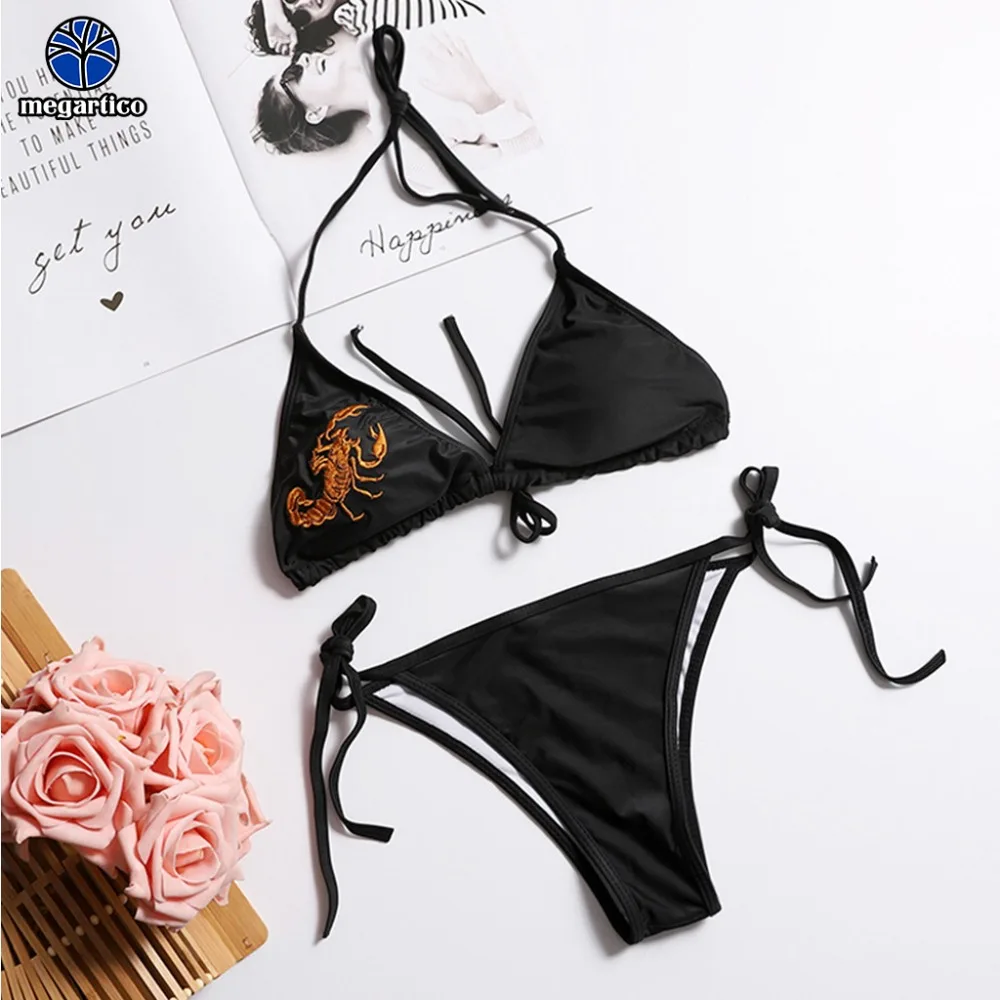 swimwear for women bikinis 2019 mujer push up Black Scorpion Embroidery Bikini triangle sexy bathing suit women low waist
swimwear for women bikinis 2019 mujer push up Black Scorpion Embroidery Bikini triangle sexy bathing suit women low waist