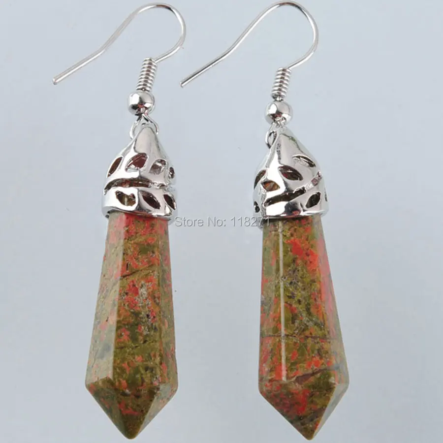 WOJIAER New Fashion Unakite Jaspers Hexagonal Gem Stone Pointed Reiki Chakra Beads Dangle Earrings Pair Jewelry PR3070
WOJIAER New Fashion Unakite Jaspers Hexagonal Gem Stone Pointed Reiki Chakra Beads Dangle Earrings Pair Jewelry PR3070