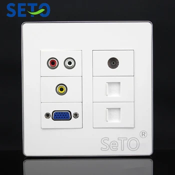 SeTo 120 Type TV + RJ45 Cat5e Network + RJ11 Cat3 Tel + VGA + RCA AV Audio Socket Panel Outlet Wall Plate Keystone Faceplate
SeTo 120 Type TV + RJ45 Cat5e Network + RJ11 Cat3 Tel + VGA + RCA AV Audio Socket Panel Outlet Wall Plate Keystone Faceplate