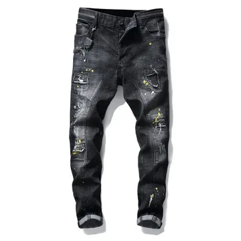 MORUANCLE Men's Hi Street Ripped Painted Jeans Pants Fashion Streetwear Distressed Denim Trousers For Male With Patchwork Holes
MORUANCLE Men's Hi Street Ripped Painted Jeans Pants Fashion Streetwear Distressed Denim Trousers For Male With Patchwork Holes