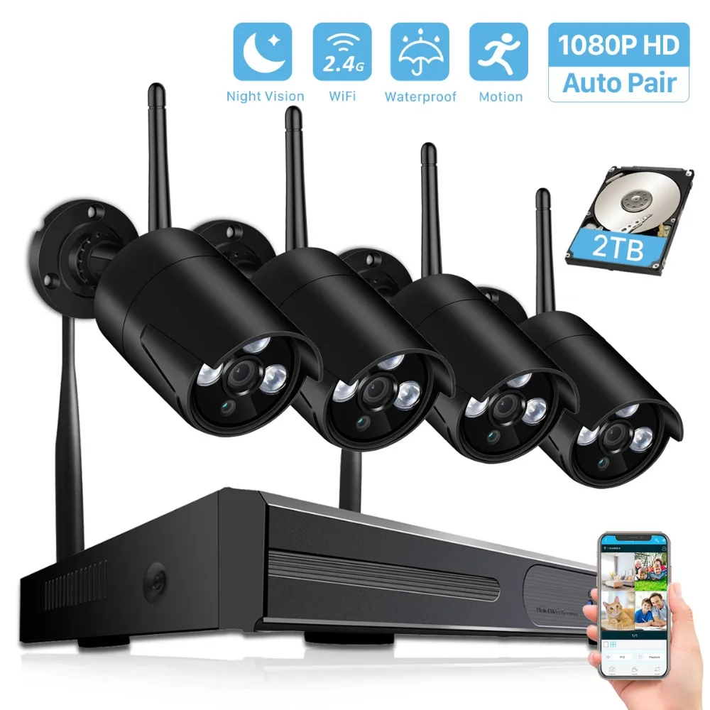 2MP Wireless Security Camera System 1080P 8CH NVR Kit 1080P HD Outdoor IP Camera Waterproof Wifi Surveillance CCTV Camera System
2MP Wireless Security Camera System 1080P 8CH NVR Kit 1080P HD Outdoor IP Camera Waterproof Wifi Surveillance CCTV Camera System
