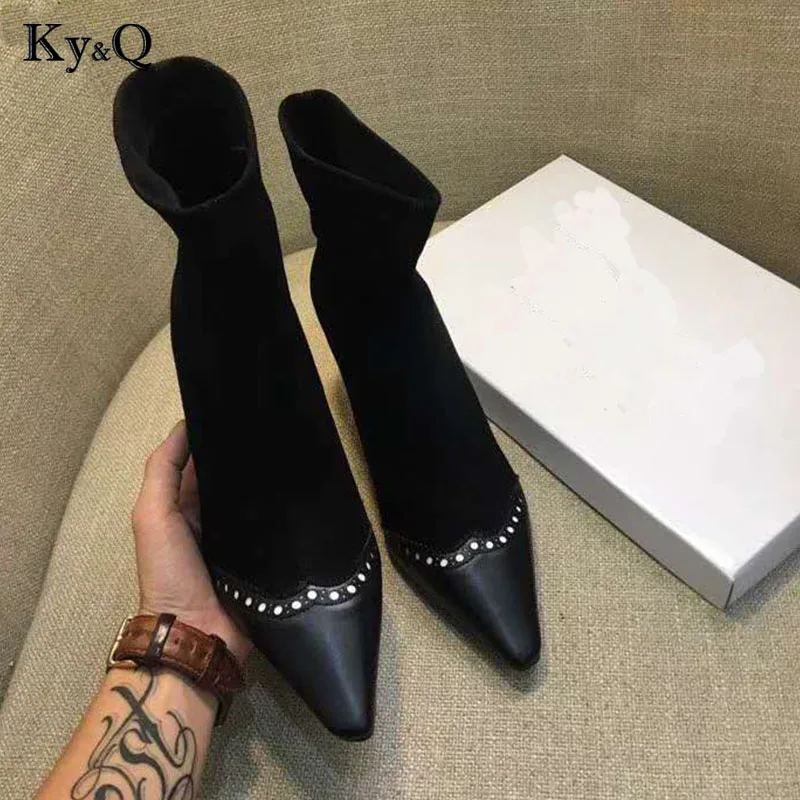 Women Boots Pointed Toe Yarn Elastic Ankle Boots Thick Heel High Heels Shoes Woman Female Socks Boots 2018
Women Boots Pointed Toe Yarn Elastic Ankle Boots Thick Heel High Heels Shoes Woman Female Socks Boots 2018