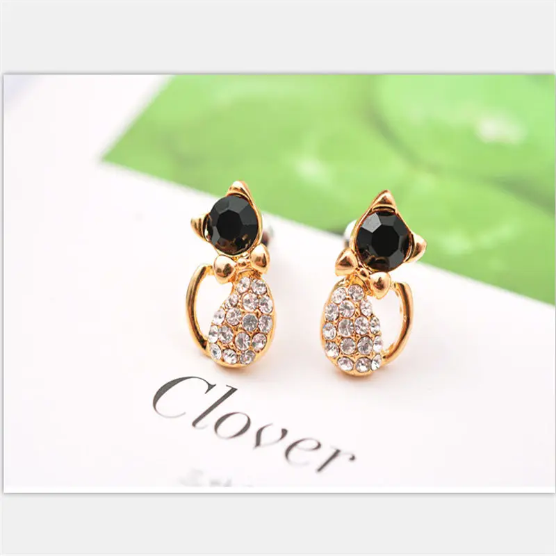 top quality small Animal cat earrings woman exquisite rhinestone earring jewelry Animal Crystal Earrings Trendy accessories e057
top quality small Animal cat earrings woman exquisite rhinestone earring jewelry Animal Crystal Earrings Trendy accessories e057