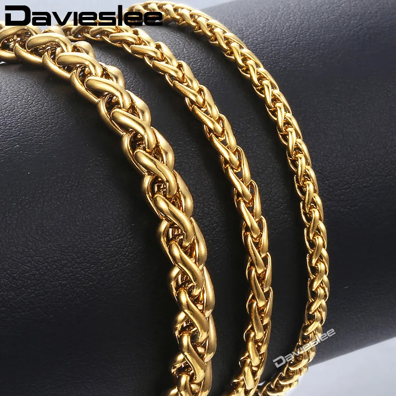 Davieslee Men Women's Bracelets Gold Braided Wheat Chain Stainless Steel Bracelet For Men 2018 Woman Jewelry Wholesale DKBM138
Davieslee Men Women's Bracelets Gold Braided Wheat Chain Stainless Steel Bracelet For Men 2018 Woman Jewelry Wholesale DKBM138