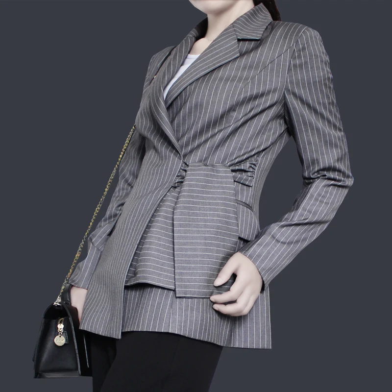 LANMREM 2018 Autumn New Striped Blazer Bandage Empire Waist Notched Irregular Full Sleeve Women's Fashion Casual Jacket BC053
LANMREM 2018 Autumn New Striped Blazer Bandage Empire Waist Notched Irregular Full Sleeve Women's Fashion Casual Jacket BC053