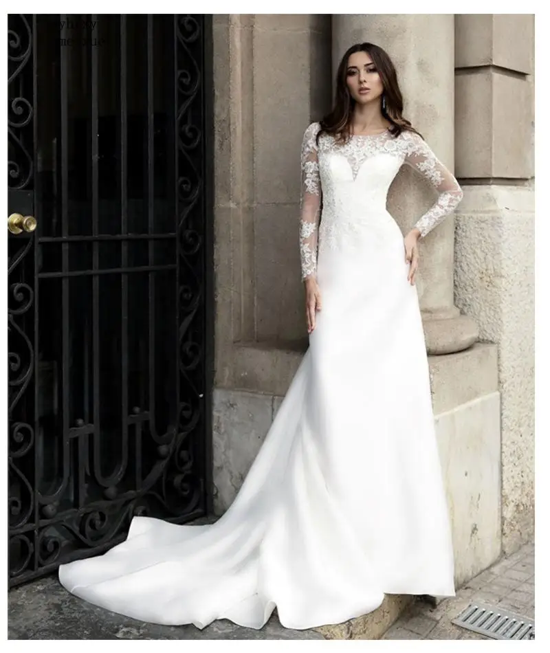Long Sleeves Wedding Dress 2020 Beach Satin Wedding Dresses White/ivory Romantic Buttons Lace Appliques Bridal Gown Mariage
Long Sleeves Wedding Dress 2020 Beach Satin Wedding Dresses White/ivory Romantic Buttons Lace Appliques Bridal Gown Mariage