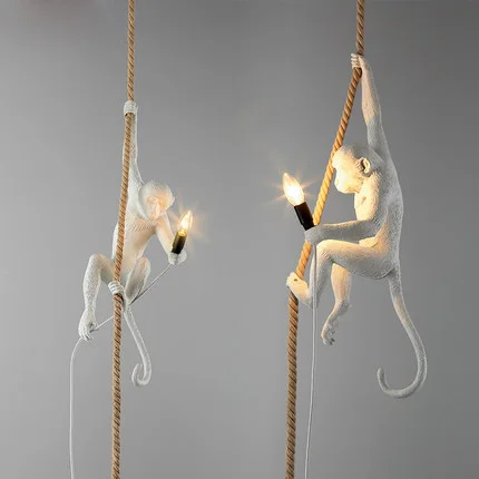 Modern Europe Creative White Resin Monkey Hemp Rope E14 Pendant Light Hanglamp For Home Lightings/Cafe/Bar Suspension Lighting
Modern Europe Creative White Resin Monkey Hemp Rope E14 Pendant Light Hanglamp For Home Lightings/Cafe/Bar Suspension Lighting
