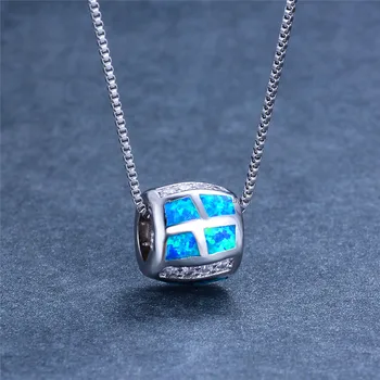 Boho Female Round Ball Pendants Necklaces Fashion White Blue Fire Opal Necklace silver color Wedding Necklaces For Women
Boho Female Round Ball Pendants Necklaces Fashion White Blue Fire Opal Necklace silver color Wedding Necklaces For Women