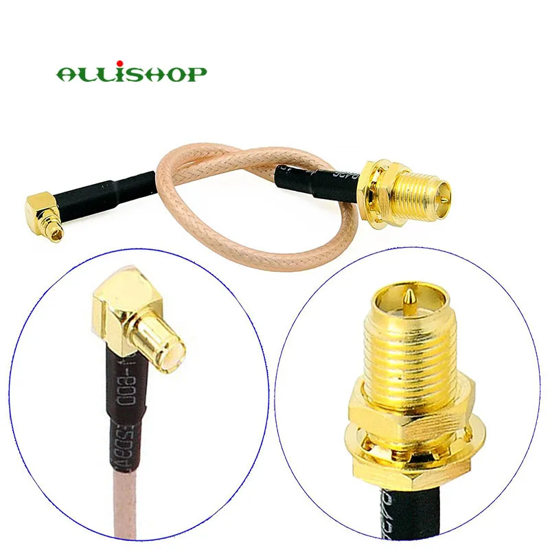 rf Pigtail cable mmcx right angle to rp sma female coax rg178 cable 250mm 50Ohm for connecting the antenna to the radio module 
rf Pigtail cable mmcx right angle to rp sma female coax rg178 cable 250mm 50Ohm for connecting the antenna to the radio module